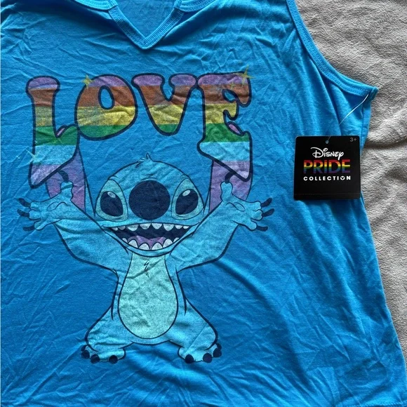 NWT Disney Pride Collection Lilo & Stitch Blue Tank Top Size Large 10-12 - Picture 2 of 4